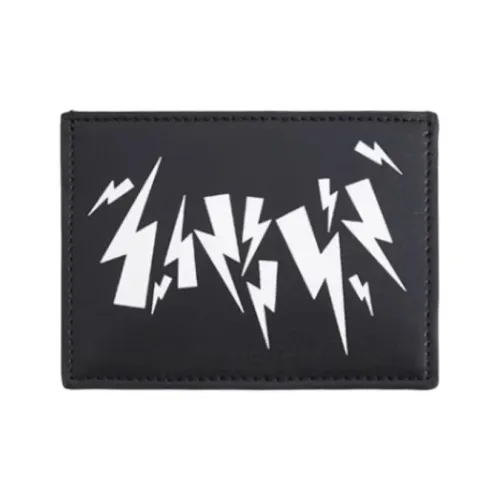Neil Barrett Lightning Collection Коровья кожа Держатель для карт Мужской Черный