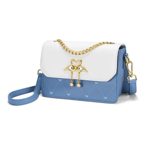 MOONDEMIMA Сумка через плечо из синтетической кожи женская синяя с белым зеленая с белым розовая с белым экрю