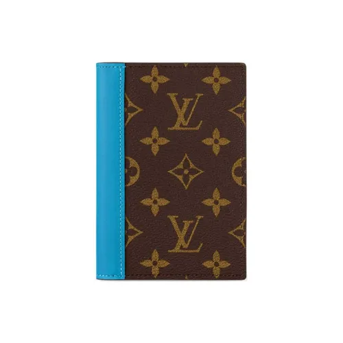 LOUIS VUITTON Colormania Покрытый холст Держатель для паспорта Мужской Синий и Коричневый