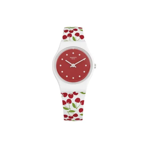 Swatch Quartz Механизм Женские часы 25 мм Красный циферблат Часы Пластиковый корпус Часы Силиконовый ремешок