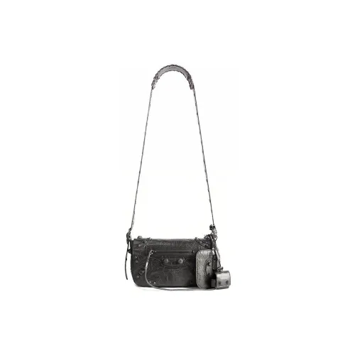 Balenciaga Lambskin Crossbody Bag Shoulder Bag Mini Men's Metallic Gray
