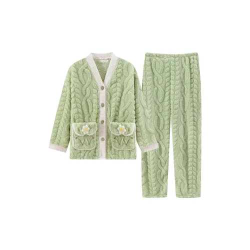 LEZIYUN Пижамный комплект женский зеленый