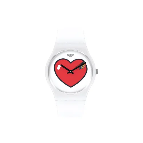 Swatch Quartz Механизм Унисекс Часы 39 мм Красный Циферблат Часы Пластиковый Корпус Часы Силиконовый Ремешок