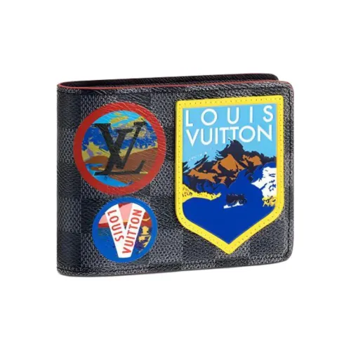 LOUIS VUITTON Multiple Покрытый холст Держатель для карт кошелек Мужской Черный