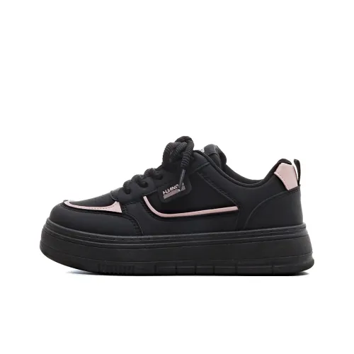 HUANQIU Slip-resistant Abrasion-resistant Breathable Low-Top Skateboard Shoes Women's Black Pink HUANQIU Противоскользящие Износостойкие Дышащие Низкие Кроссовки для Скейтбординга Женские Черный Розовый