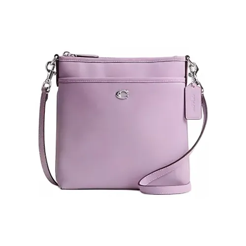 COACH Kitt Крестообразная текстура Кожа Сумка через плечо Маленькая Женская Мягкая Фиолетовая