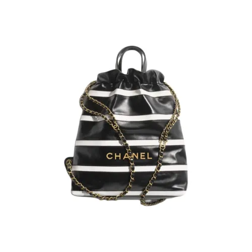 CHANEL 22Bag Сумка через плечо из коровьей кожи Женская Черно-белые полосы