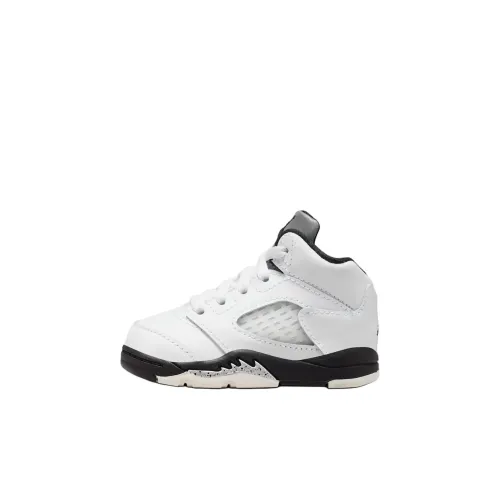 Jordan Air Джордан 5 Противоскользящая Устойчивая к износу MID Топ Обувь для малышей Белый черный Infant And Toddler