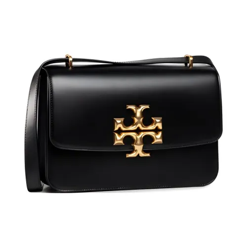 TORY BURCH ELEANOR Коровья кожа Маленькая квадратная сумка Сумка через плечо Сумка на плечо Женская Черный Черный Золотой