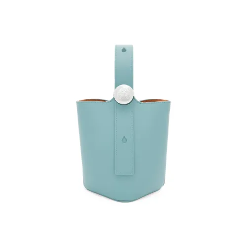 LOEWE Pebble Bucket Сумка через плечо из телячьей кожи мини-сумка для женщин цвет аква-синий