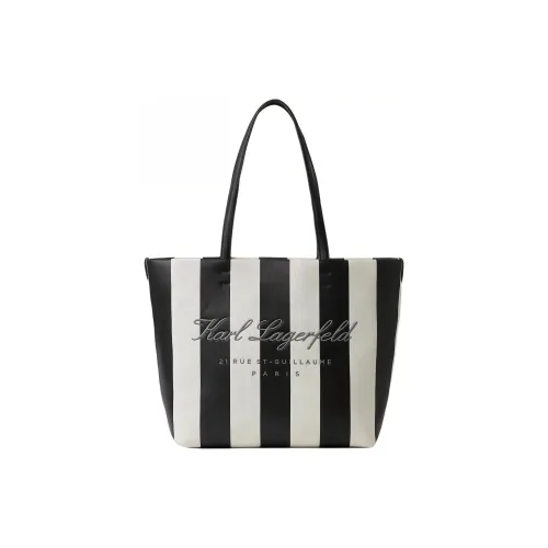 KARL LAGERFELD Хлопок Тоут Сумка Сумка для покупок Сумка Сумка через плечо Стандартная Женская Черно-белая