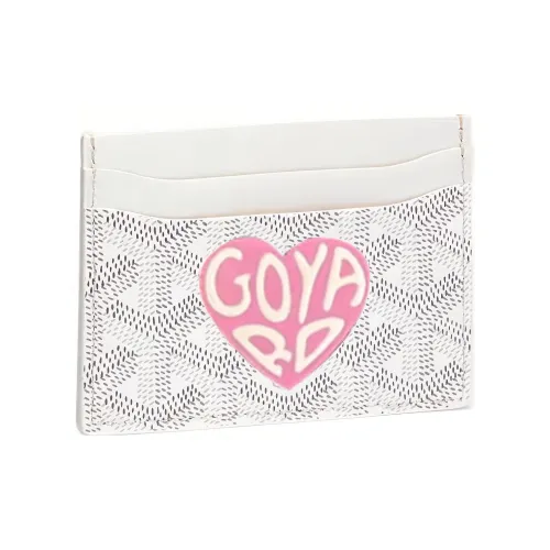 GOYARD Saint Sulpice Холст Телячья кожа Держатель для карт Держатель для карт Унисекс Белый и Розовый Маленькое сердце