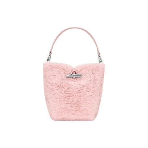 LONGCHAMP Le Roseau Искусственный мех Ведрообразная сумка Сумка через плечо Мини Женский Балетный розовый
