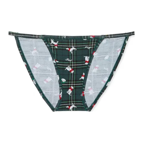 Victoria's Secret Розовый Хлопок STRING Бикини Panty DFPDP Нижнее белье Женские 1 шт Темный лес Клетчатый Собака Принт