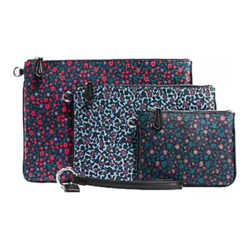 COACH Pouch Холст Сумка на запястье Кошелек Сумка для монет Держатель для карт Клатч Средний Женский Красный Синий С принтом