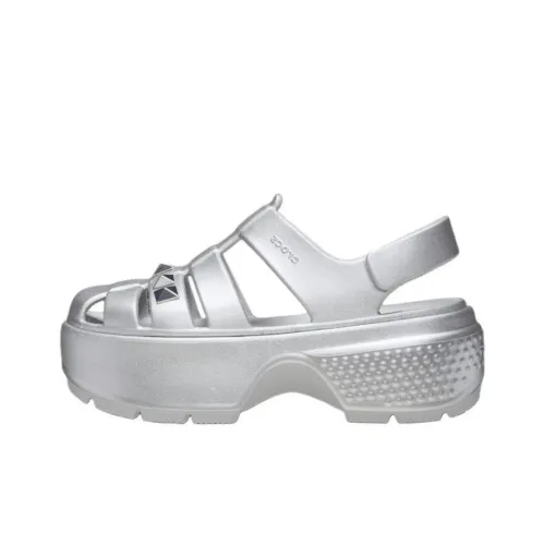 Crocs Stomp Римские Сандалии 5,9 см Женские Серебряные