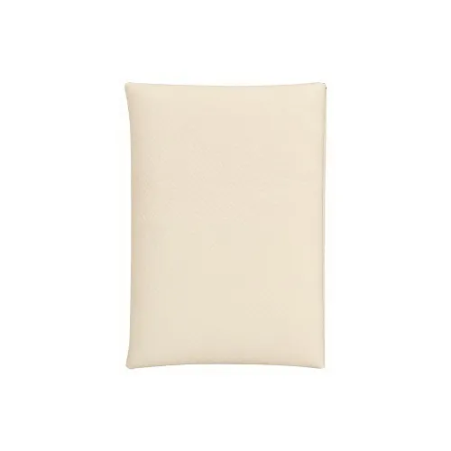 HERMES Calvi Duo Epsom Телячья кожа Держатель для карт кошелек Женские I2 Nata Кремово-белый