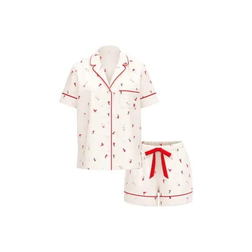 Victoria's Secret Фланелевый короткий пижамный комплект VS SKIERS пижамный комплект для женщин цвет экрю