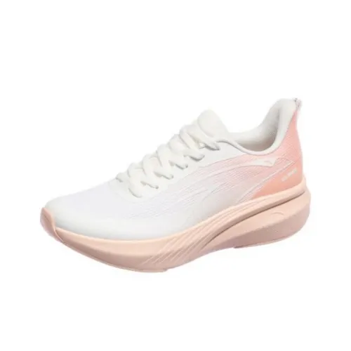 ANTA Cloud Trail Амортизация Износостойкий Низкий Топ Беговые кроссовки Женские Папирус Белый Пастельный Розовый Оранжевый