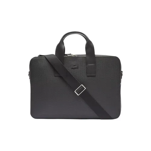 Сумка для ноутбука из спилкового коровьего кожи мужская черная совместная серия LACOSTE