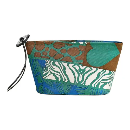 HERMES Epsom Телячья кожа Косметичка Женская Мозаика Синий Сияющий Зеленый Темно-синий