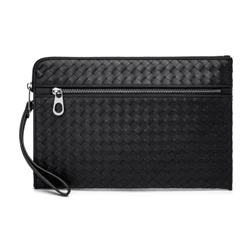 FAIRWHALE Клатч из крупнозернистой текстуры коровьей кожи мужской черный