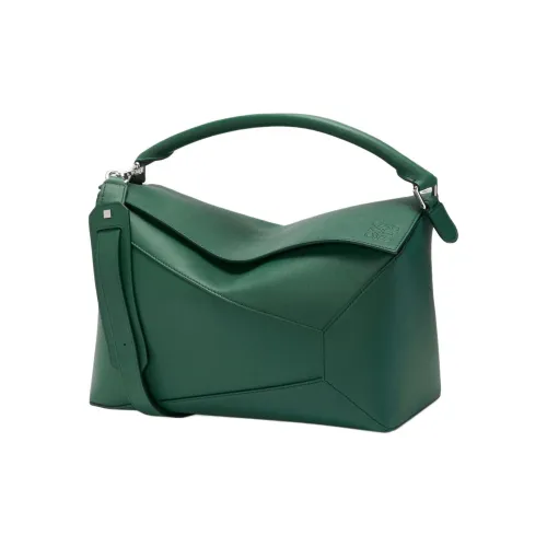 LOEWE Пазл Телячья кожа Сумка через плечо Сумка Большая Мужская Вечнозеленая