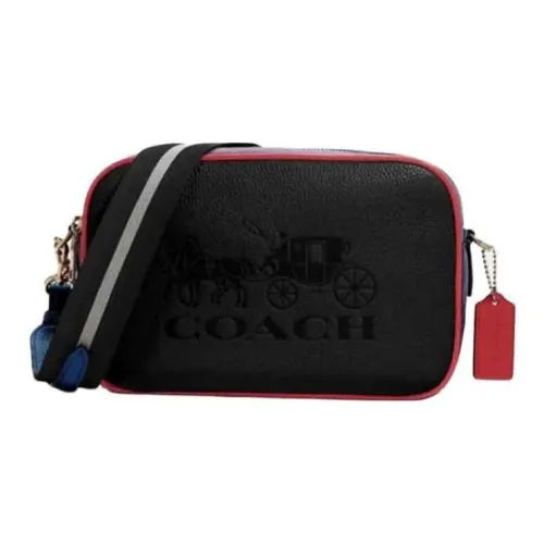 COACH Jes Коровья кожа Camera Сумка Сумка через плечо Средний Женская Черный Оранжевый