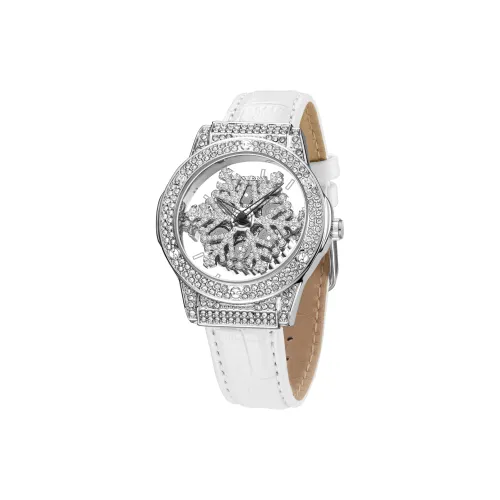 JINLERY Snowflake Кварцевый механизм Кожаный ремешок Часы Женские часы Белый циферблат
