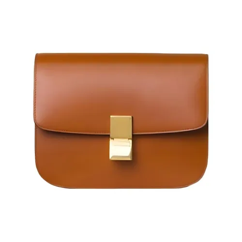 Celine Классический Bo Коровья кожа Тофу Маленькая квадратная сумка Сумка через плечо Средний размер Женская