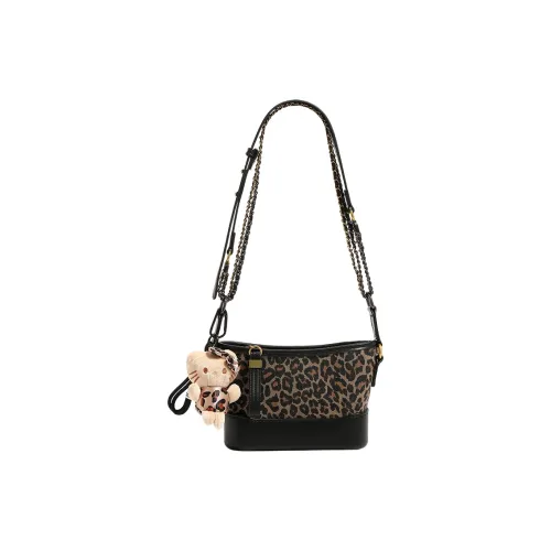 H YXIANG Microfiber Synthetic Leather Crossbody Bag Shoulder Bag Women's Black Leopard Print Leopard Print Coffee