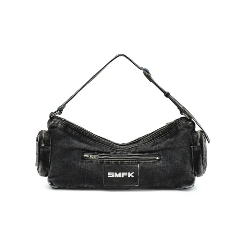 SMFK Twill Denim Fabric Shoulder Bag Standard Women's Wild Black