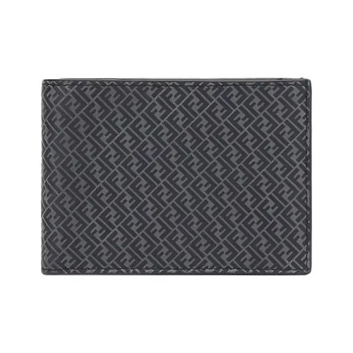 FENDI Телячья кожа кошелек мужской серый и черный