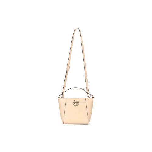 TORY BURCH McGraw Litchi Grain Leather Crossbody Bucket Bag Shoulder Single Shoulder Bag Women's Ecru