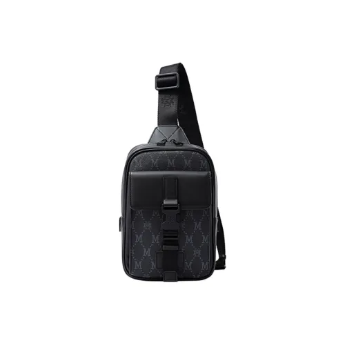 FION Mountain and Sea Journey Series Искусственная кожа Sling Сумка Стандартная Мужская Классическая Черная