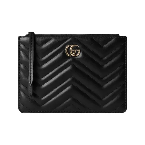GUCCI GG Marmont Кожа Клатч Маленький Женский Черный