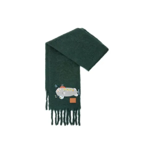 LOEWE Mohair Wool Polyamide Knitted Scarves Women's Green LOEWE Мохер Шерсть Полиамид Вязаные Шарфы Женские Зеленый