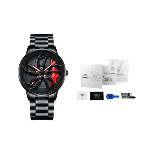 SVJ Кварцевый механизм ремешок из нержавеющей стали черный циферблат мужские часы