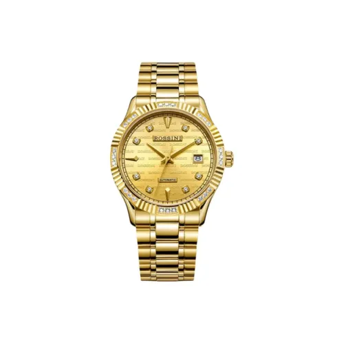 ROSSINI Elegant Business Collection Механические часы из нержавеющей стали с ремешком унисекс золотой циферблат