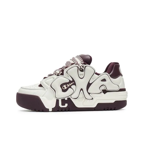 Champion Buckle Fun COCO Skate Low Top Скейтборд Кроссовки Женские Молочно-белый Бордовый
