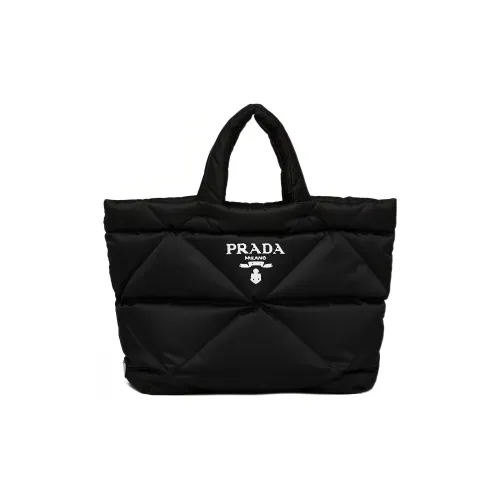 PRADA Ткань Переработанный нейлон Сумка-тоут Сумка для покупок Сумка на плечо Сумка Женская Черная