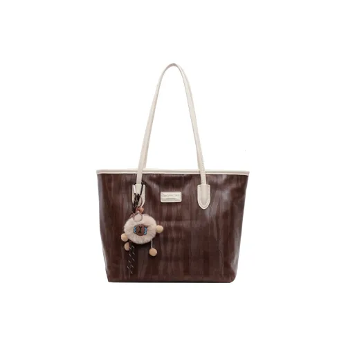 Xuan Xi ПУ (полиуретан) Сумка Сумка через плечо Большая Женская Белая и Кофейно-коричневая Кофейная