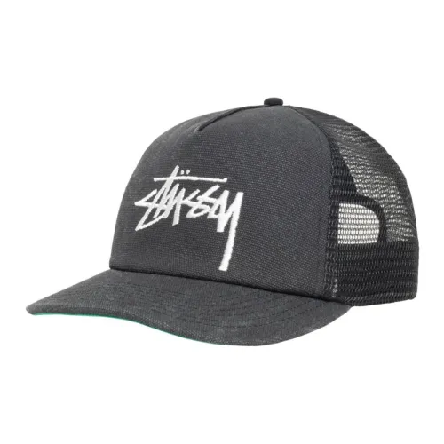 Stussy Хлопок Полиэстер Сетка Саржа Кепки Унисекс Черный