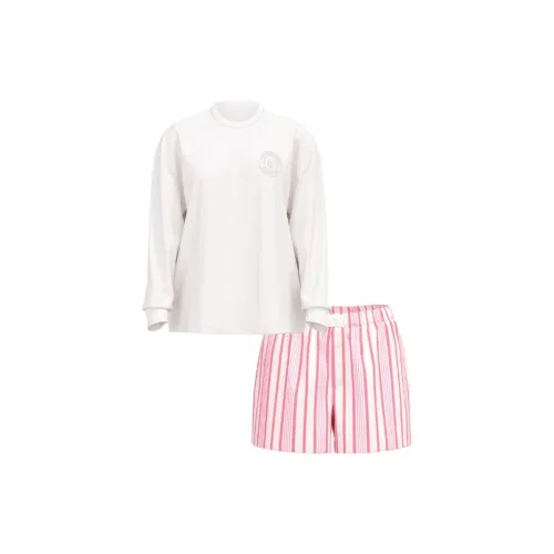 Victoria's Secret Фланель Длинный Рукав Короткий Т-Рубашка Jama Комплект CCS Пижамный Комплект Женская Белая