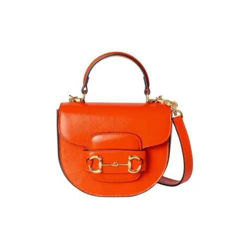 GUCCI Horsebit 1955 Кожа Сумка через плечо Сумка Мини Женская Апельсин