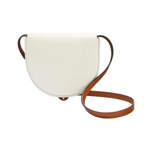 LOEWE Каблук Мягкий Коровья кожа Сумка-саквояж Сумка через плечо Женская SALT Белый Темно-коричневый