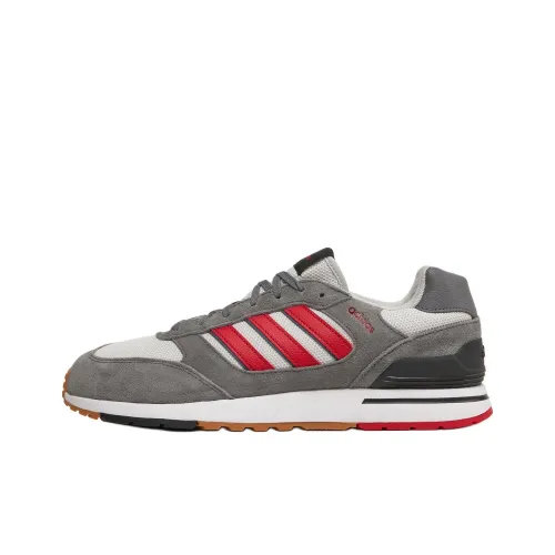 Adidas RUN 80S Slip-resistant Abrasion-resistant Low Top Casual Running Shoes Men's Gray Red Adidas RUN 80S Противоскользящий Устойчивый к истиранию Низкий Топ Повседневные Беговые Кроссовки Мужские Серый Красный