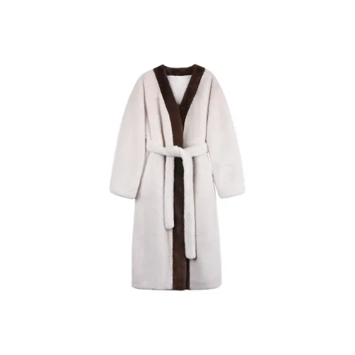 IIZZINI Абрикос Colored Норка Lined Длинный Сон Robe Женские Банные халаты