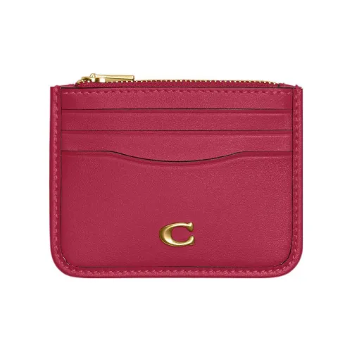 COACH Карточный чехол Телячья кожа Монетница Держатель для карт Мини Женский Красный