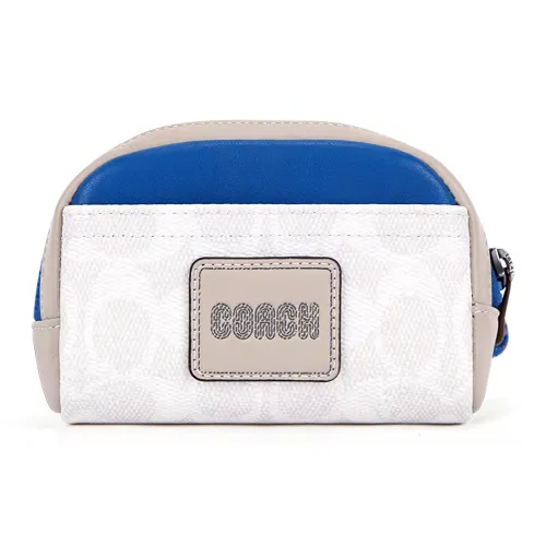 COACH Pacer Холст с покрытием и гладкая кожа кошелек для монет мини мужской белый и синий
